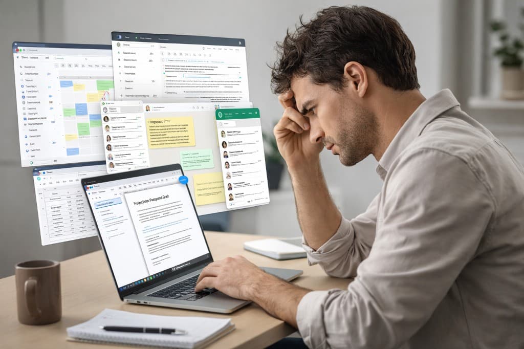 Freelancer overwhelmed by scattered sales tasks across multiple tools